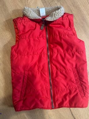 Carter's Coral Red Quilted Vest with Cream Sherpa Collar